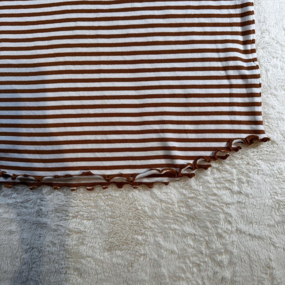 Jane + Delancey Brown Striped Tank Top Sleeveless Casual Ribbed Knit Women's - Picture 3 of 6